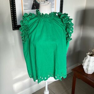 NWT Rain Green Sleeveless Linen Cotton Top XL